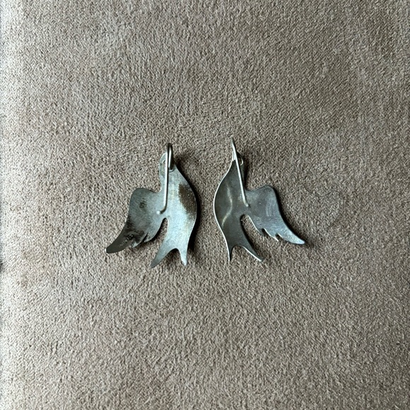 Vintage Sterling Silver Bird Earrings - Picture 3 of 4